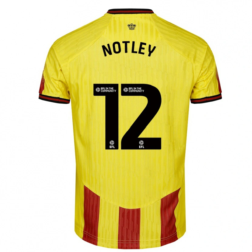 Danxen Børn Tyler Notley #12 Gul Rød Hjemmebane Spillertrøjer 2025/26 Trøje T-Shirt