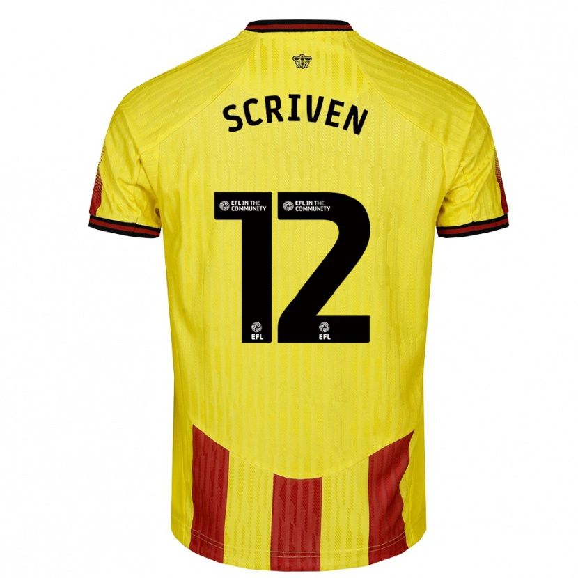 Danxen Børn Jonny Scriven #12 Gul Rød Hjemmebane Spillertrøjer 2025/26 Trøje T-Shirt
