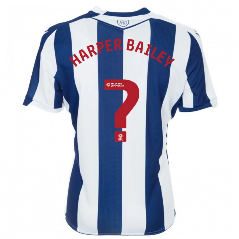Danxen Børn Aaron Harper-Bailey #0 Marine Hvid Hjemmebane Spillertrøjer 2025/26 Trøje T-Shirt