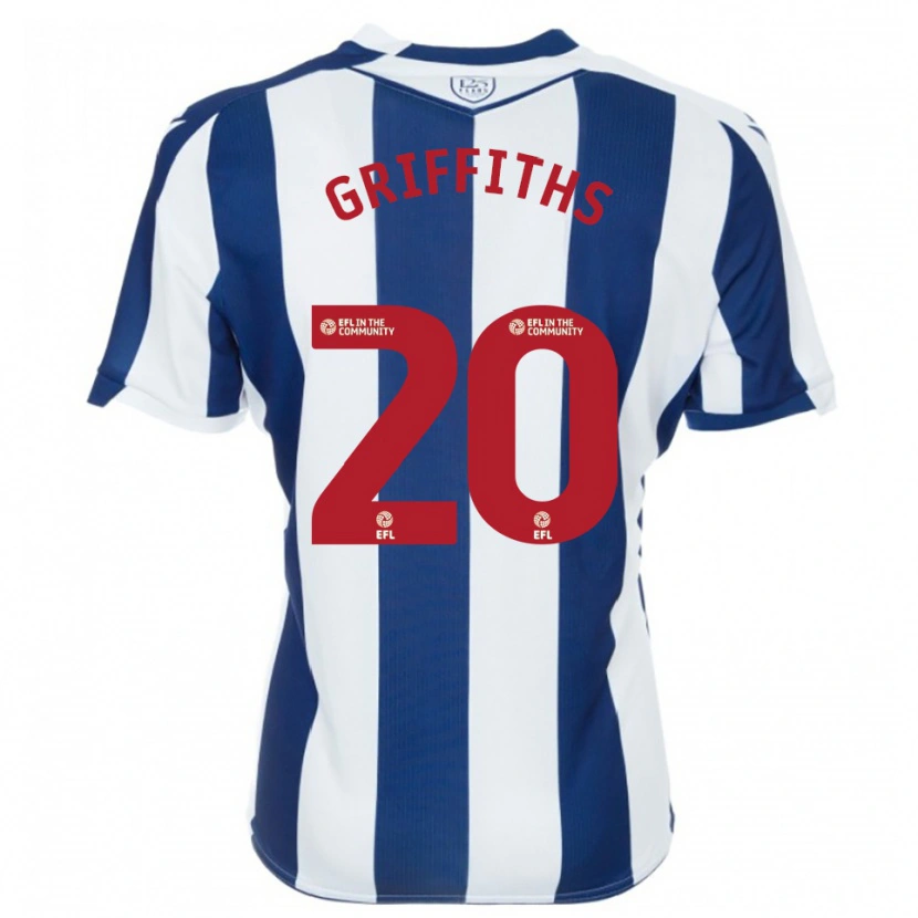 Danxen Børn Josh Griffiths #20 Marine Hvid Hjemmebane Spillertrøjer 2025/26 Trøje T-Shirt