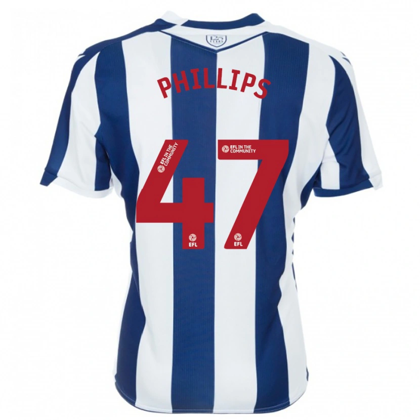 Danxen Børn Nat Phillips #47 Marine Hvid Hjemmebane Spillertrøjer 2025/26 Trøje T-Shirt