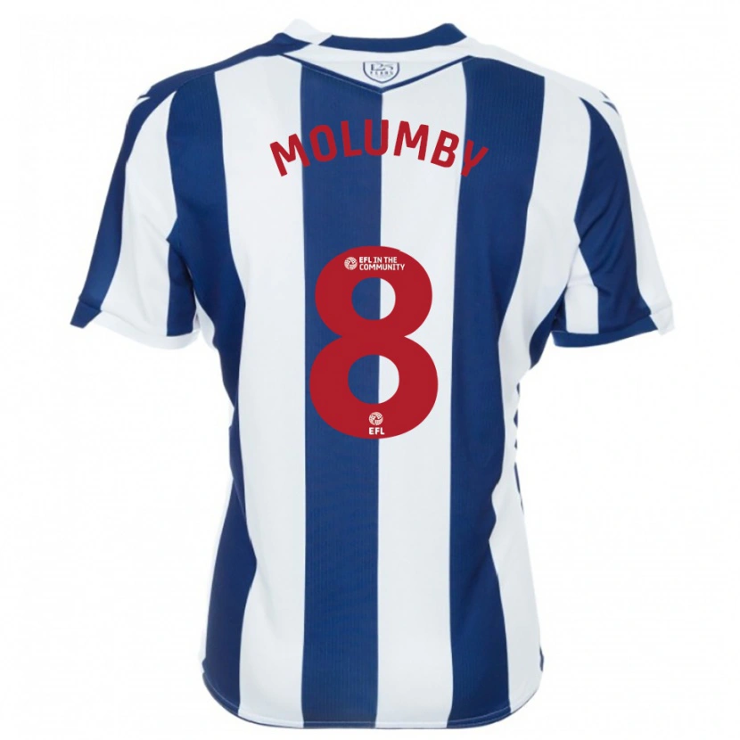Danxen Børn Jayson Molumby #8 Marine Hvid Hjemmebane Spillertrøjer 2025/26 Trøje T-Shirt