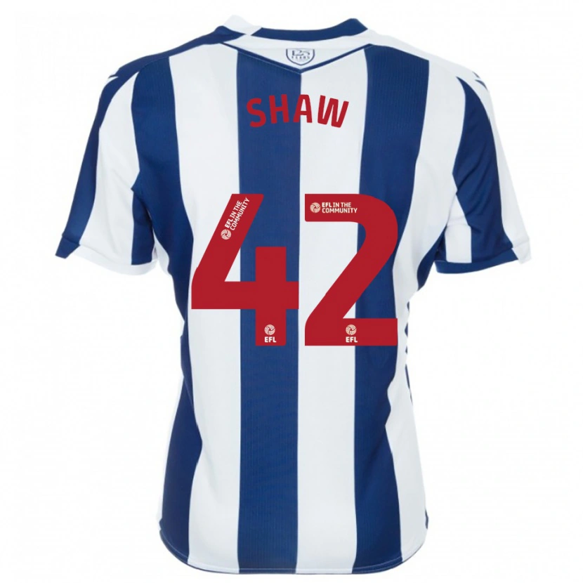 Danxen Børn Josh Shaw #42 Marine Hvid Hjemmebane Spillertrøjer 2025/26 Trøje T-Shirt