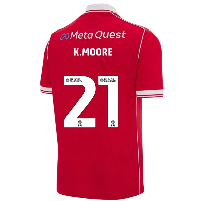 Danxen Børn Kieffer Moore #21 Rød Hvid Hjemmebane Spillertrøjer 2025/26 Trøje T-Shirt