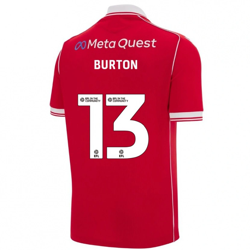 Danxen Børn Callum Burton #13 Rød Hvid Hjemmebane Spillertrøjer 2025/26 Trøje T-Shirt