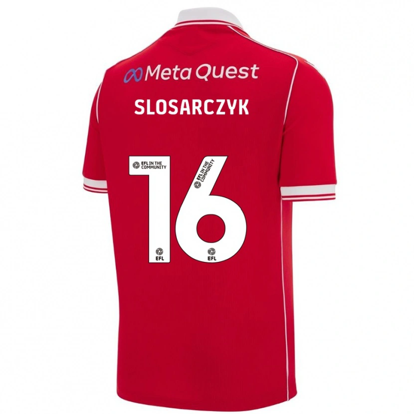 Danxen Børn Nikolas Slosarczyk #16 Rød Hvid Hjemmebane Spillertrøjer 2025/26 Trøje T-Shirt