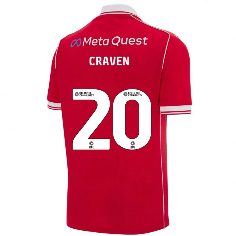 Danxen Børn Lizzie Craven #20 Rød Hvid Hjemmebane Spillertrøjer 2025/26 Trøje T-Shirt