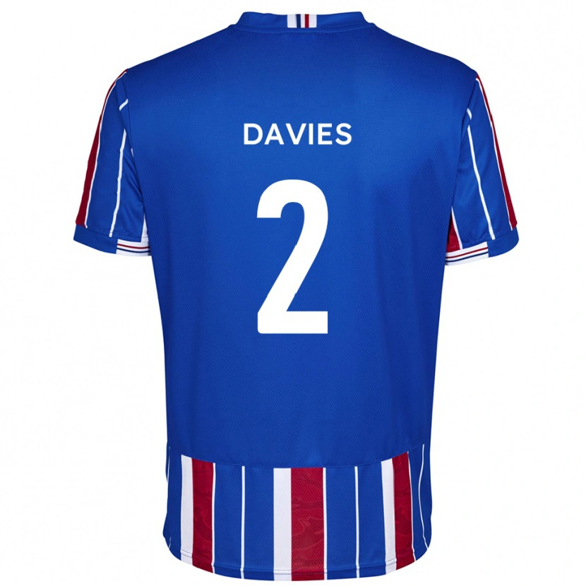 Danxen Børn Archie Davies #2 Blå Rød Hvid Hjemmebane Spillertrøjer 2025/26 Trøje T-Shirt