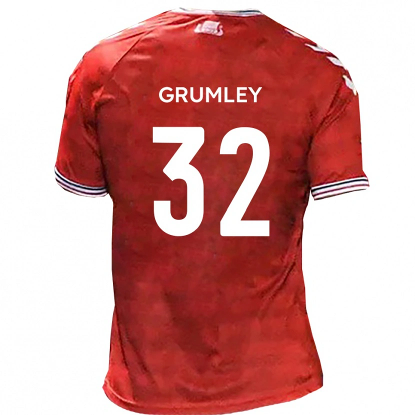 Danxen Børn George Grumley #32 Rød Hvid Hjemmebane Spillertrøjer 2025/26 Trøje T-Shirt