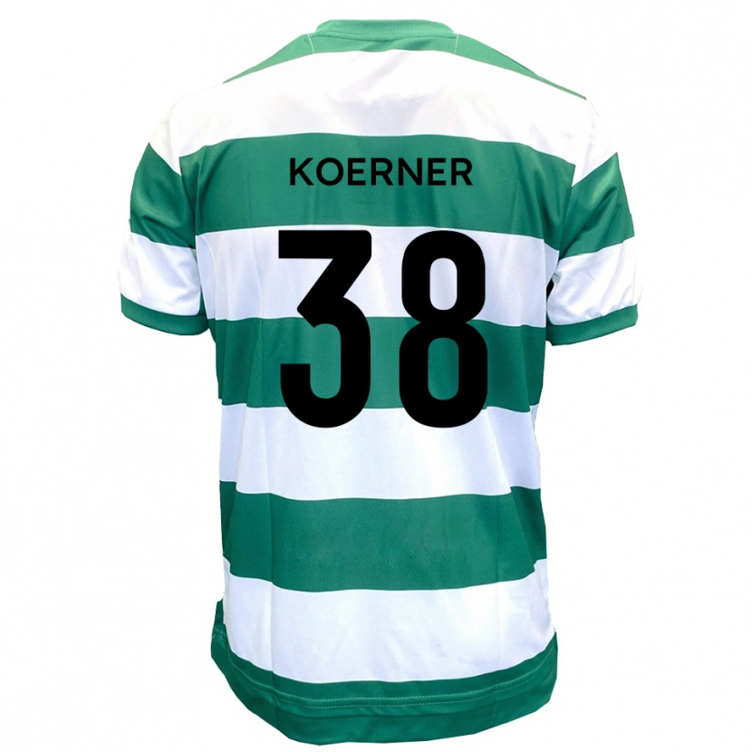 Danxen Børn Corey Koerner #38 Grøn Hvid Hjemmebane Spillertrøjer 2025/26 Trøje T-Shirt