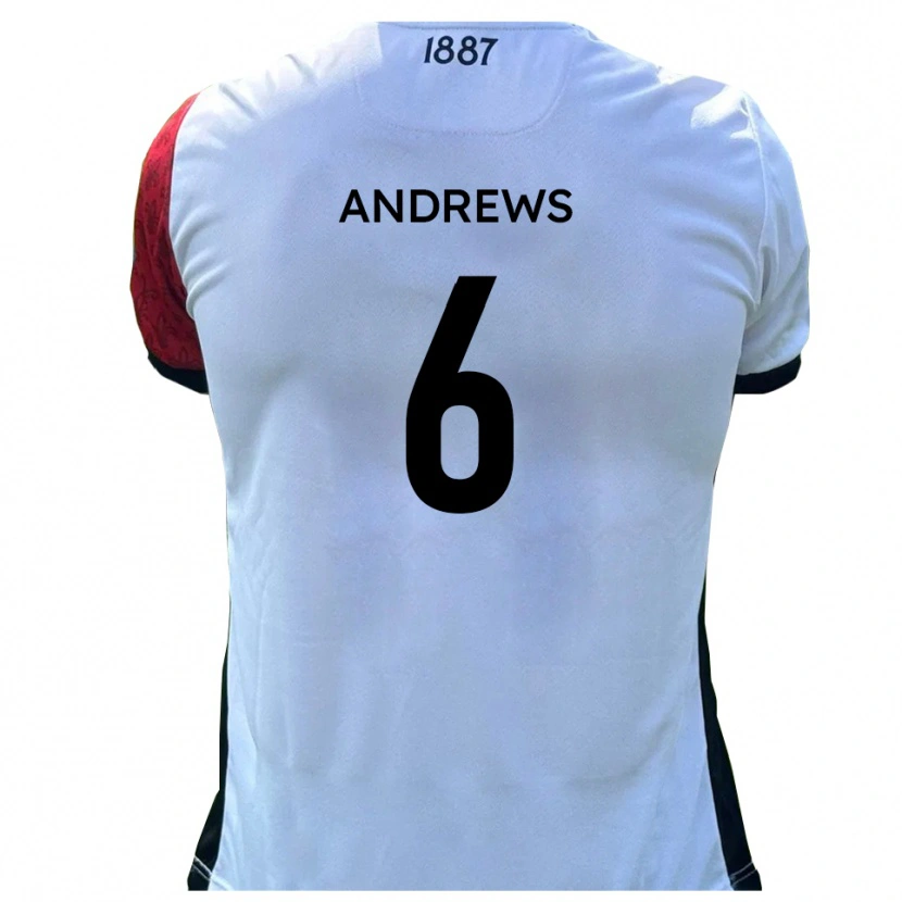 Danxen Børn Jamie Andrews #6 Rød Hvid Hjemmebane Spillertrøjer 2025/26 Trøje T-Shirt