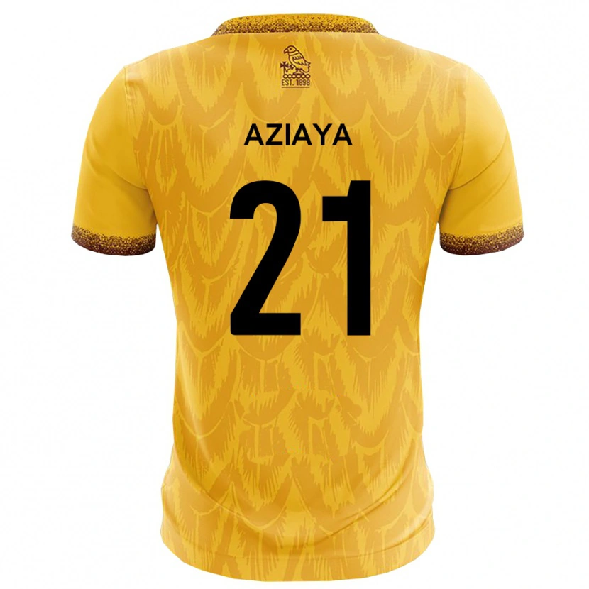 Danxen Børn David Aziaya #21 Gul Brun Hjemmebane Spillertrøjer 2025/26 Trøje T-Shirt
