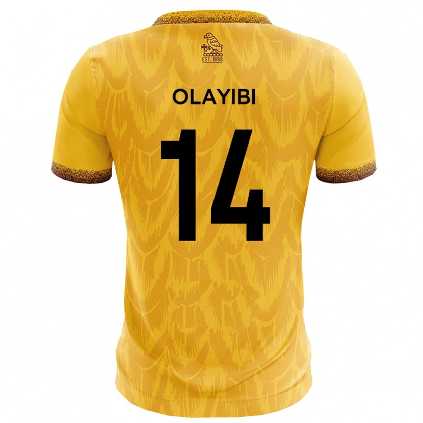 Danxen Børn Daniel Olayibi #14 Gul Brun Hjemmebane Spillertrøjer 2025/26 Trøje T-Shirt