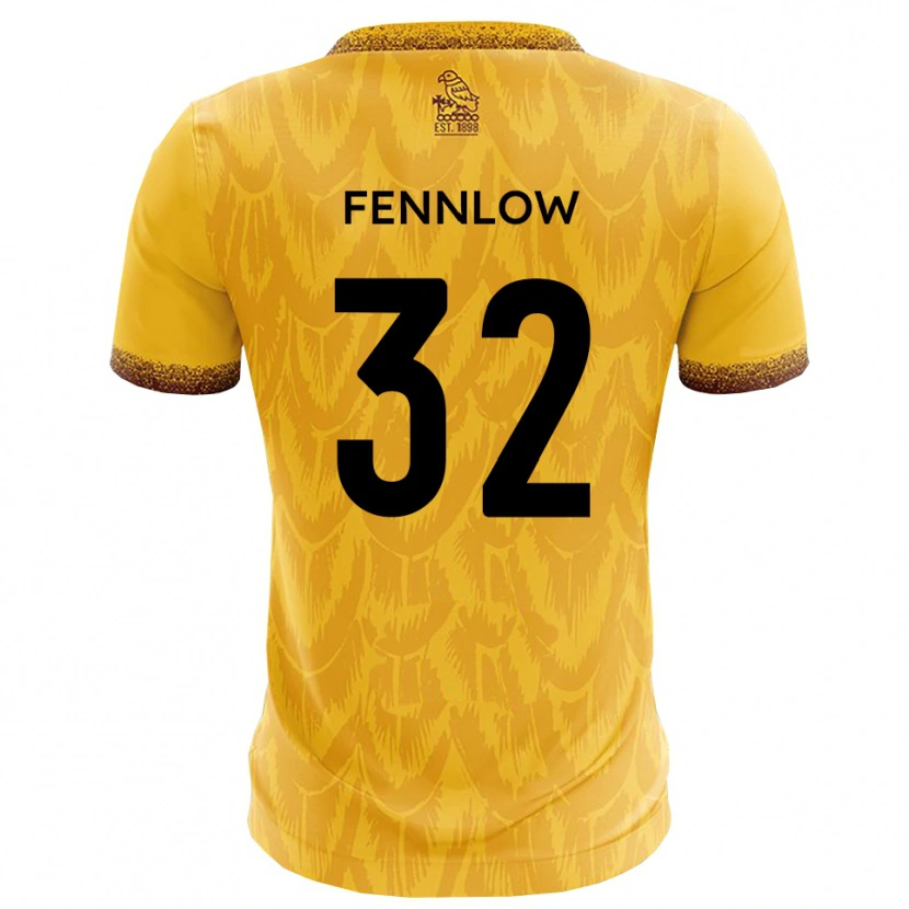 Danxen Børn James Fennlow #32 Gul Brun Hjemmebane Spillertrøjer 2025/26 Trøje T-Shirt