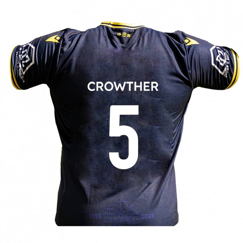 Danxen Børn Adam Crowther #5 Marine Gul Hjemmebane Spillertrøjer 2025/26 Trøje T-Shirt