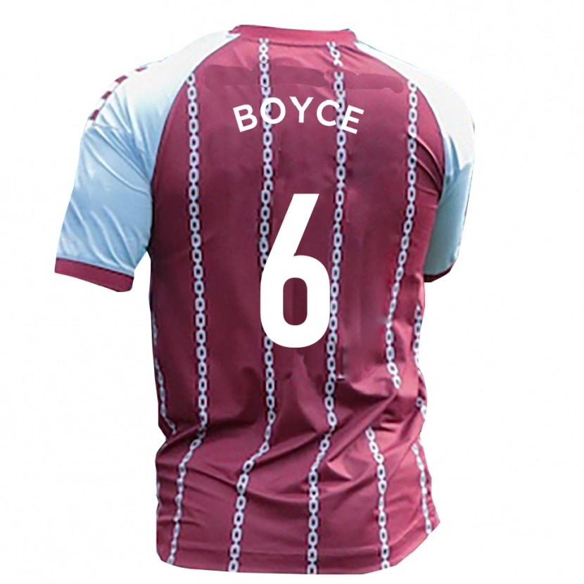 Danxen Børn Andrew Boyce #6 Himmelblå Rust Rød Hjemmebane Spillertrøjer 2025/26 Trøje T-Shirt