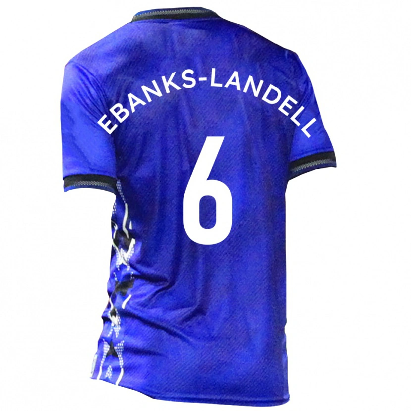 Danxen Børn Ethan Ebanks-Landell #6 Blå Hvid Hjemmebane Spillertrøjer 2025/26 Trøje T-Shirt