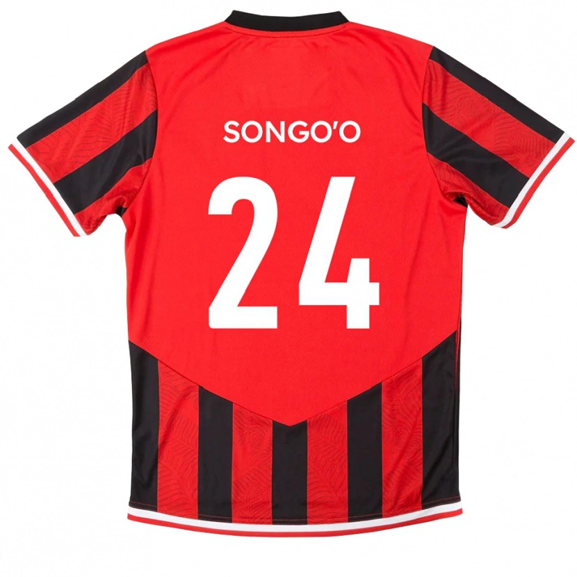 Danxen Børn Yann Songo'o #24 Rød Sort Hjemmebane Spillertrøjer 2025/26 Trøje T-Shirt