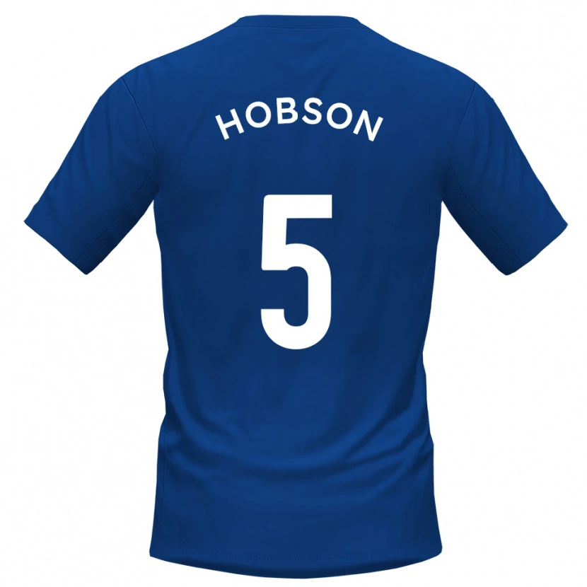 Danxen Børn Shaun Hobson #5 Blå Hvid Hjemmebane Spillertrøjer 2025/26 Trøje T-Shirt