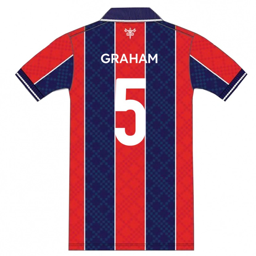 Danxen Børn Sam Graham #5 Rød Marine Hjemmebane Spillertrøjer 2025/26 Trøje T-Shirt
