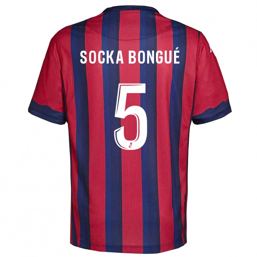 Danxen Børn Loïc Socka Bongué #5 Burgundy Marine Hjemmebane Spillertrøjer 2025/26 Trøje T-Shirt