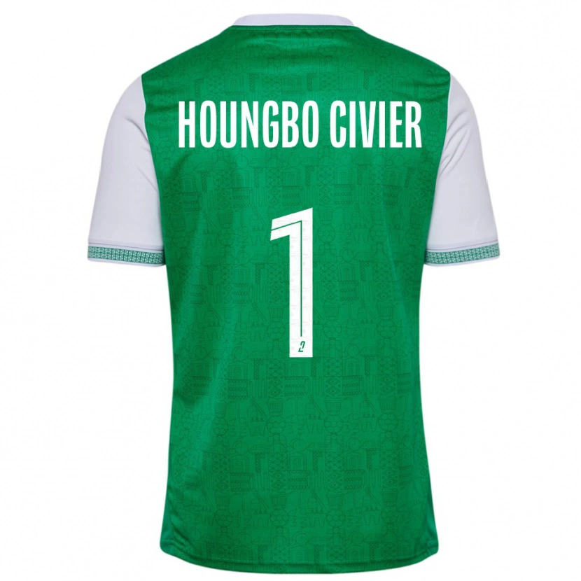 Danxen Børn Matéo Houngbo Civier #1 Grøn Hvid Hjemmebane Spillertrøjer 2025/26 Trøje T-Shirt