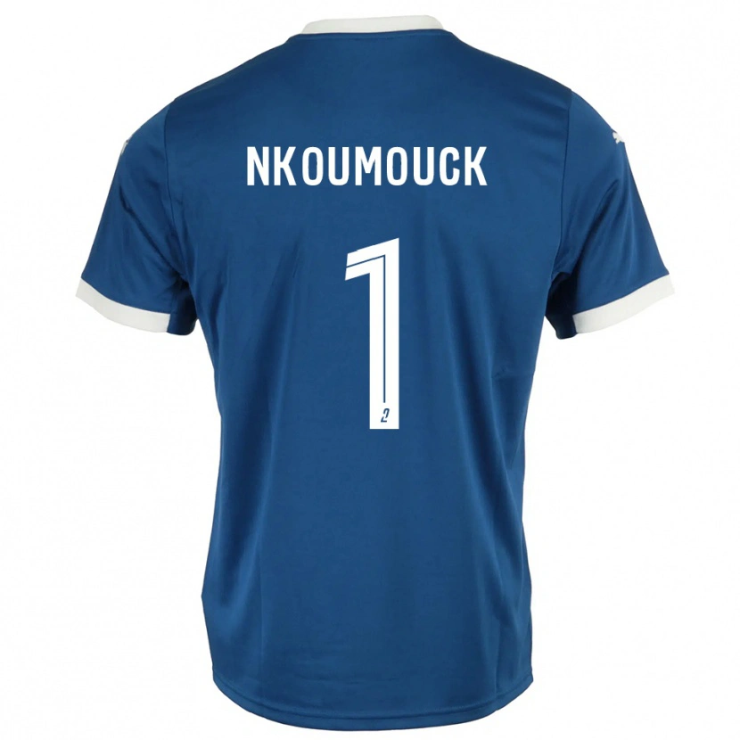 Danxen Børn Marc-Anthony Nkoumouck #1 Blå Hvid Hjemmebane Spillertrøjer 2025/26 Trøje T-Shirt