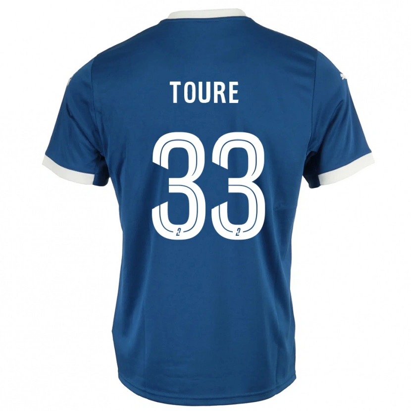 Danxen Børn Almami Touré #33 Blå Hvid Hjemmebane Spillertrøjer 2025/26 Trøje T-Shirt