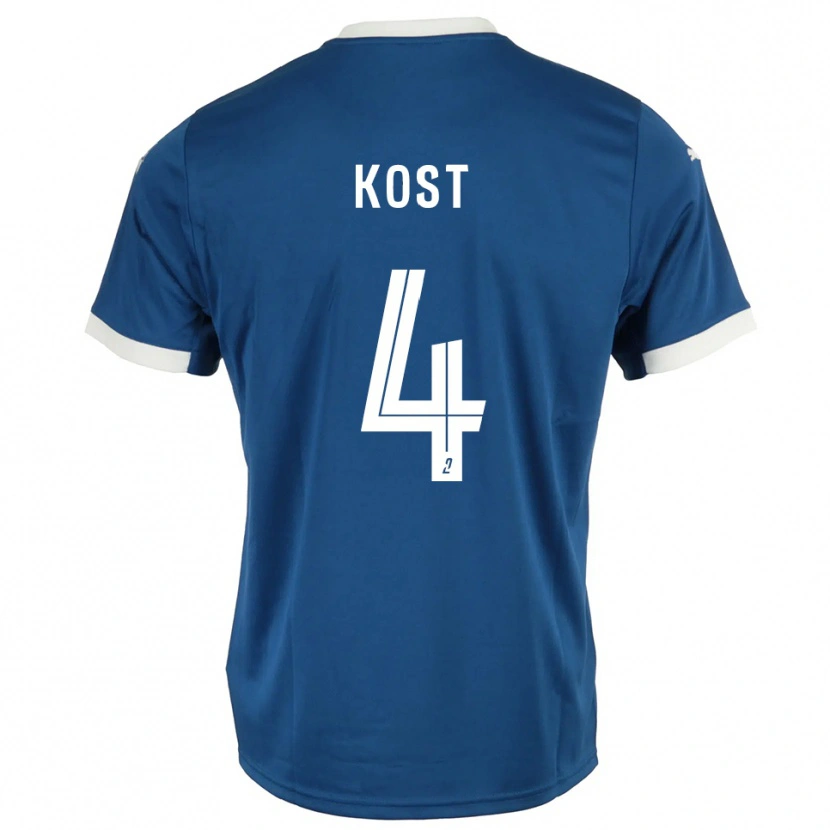 Danxen Børn Enzo Kost #4 Blå Hvid Hjemmebane Spillertrøjer 2025/26 Trøje T-Shirt