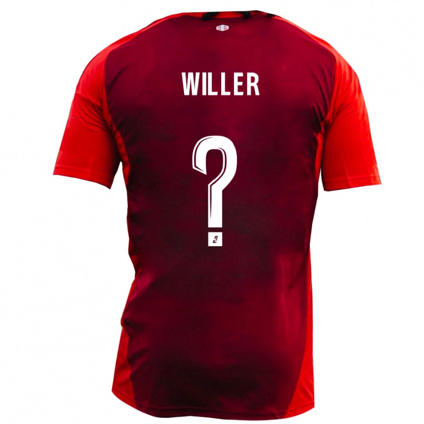 Danxen Børn Yann Willer #0 Rød Burgunder Hjemmebane Spillertrøjer 2025/26 Trøje T-Shirt