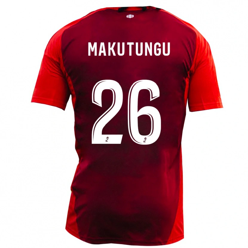 Danxen Børn Cédric Makutungu #26 Rød Burgunder Hjemmebane Spillertrøjer 2025/26 Trøje T-Shirt