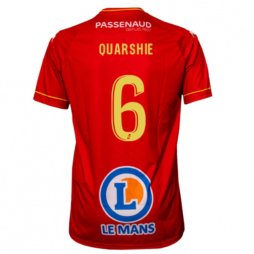 Danxen Børn Edwin Quarshie #6 Rød Gul Hjemmebane Spillertrøjer 2025/26 Trøje T-Shirt