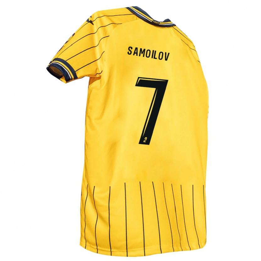 Danxen Børn Maksim Samoilov #7 Gul Marine Hjemmebane Spillertrøjer 2025/26 Trøje T-Shirt
