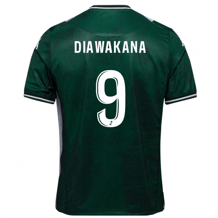 Danxen Børn Malik Diawakana #9 Grøn Hvid Hjemmebane Spillertrøjer 2025/26 Trøje T-Shirt