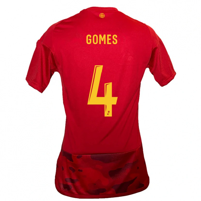 Danxen Børn Paul Gomes #4 Rød Gul Hjemmebane Spillertrøjer 2025/26 Trøje T-Shirt
