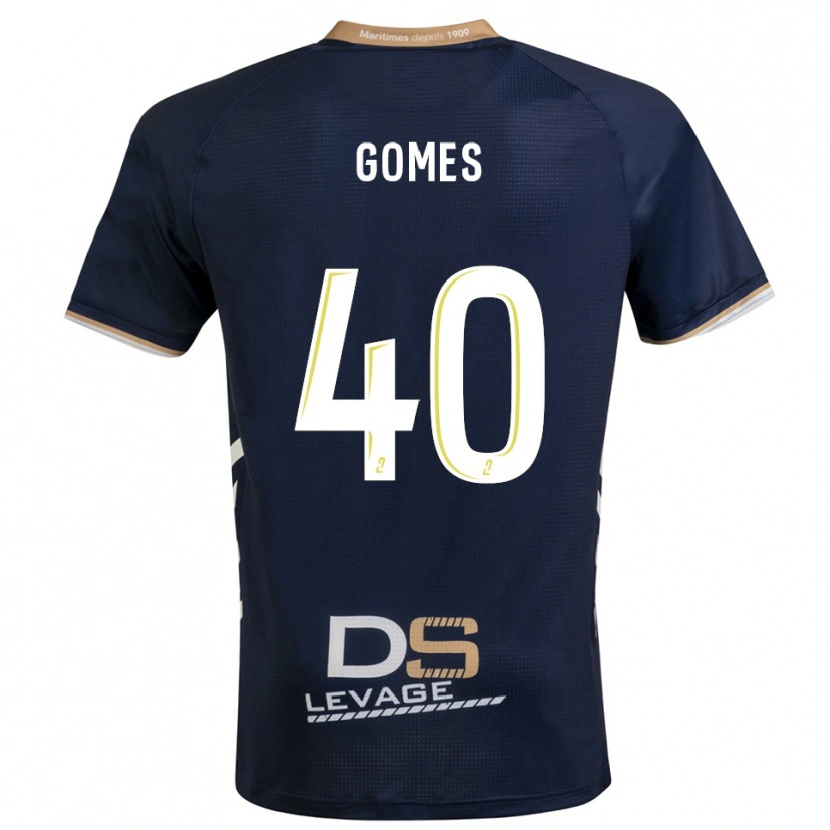 Danxen Børn Yvan Gomes #40 Marine Guld Hjemmebane Spillertrøjer 2025/26 Trøje T-Shirt
