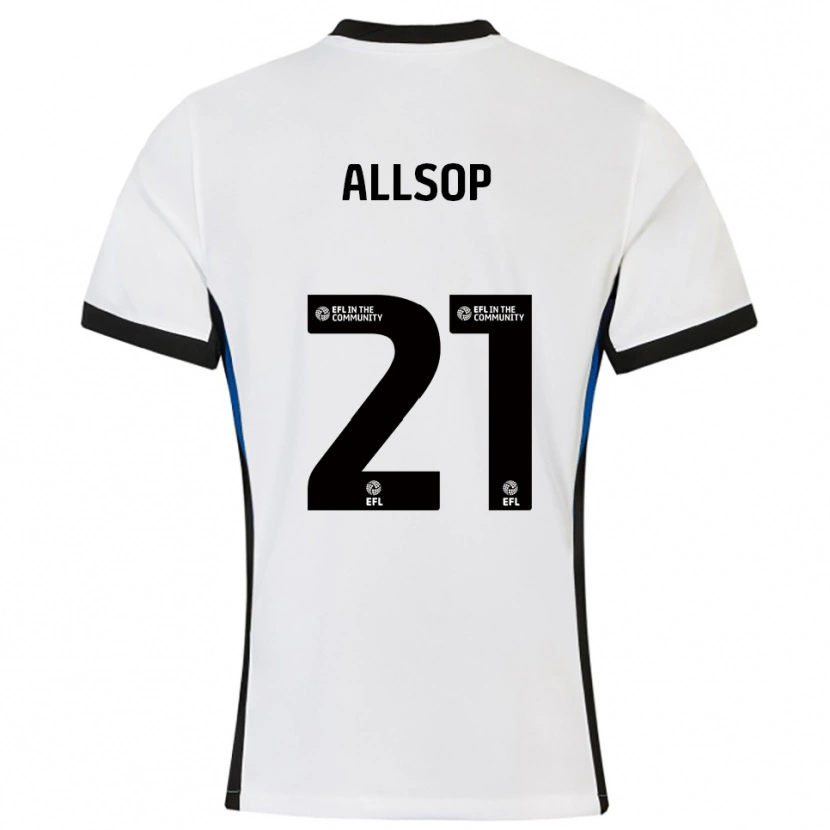 Danxen Børn Ryan Allsop #21 Hvid Blå Udebane Spillertrøjer 2025/26 Trøje T-Shirt