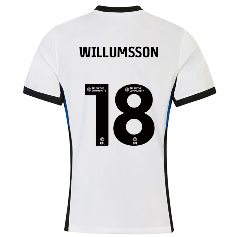 Danxen Børn Willum Thór Willumsson #18 Hvid Blå Udebane Spillertrøjer 2025/26 Trøje T-Shirt