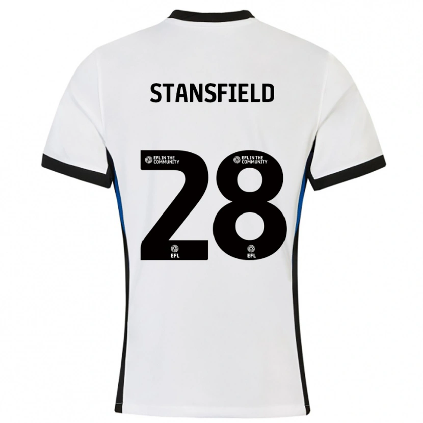 Danxen Børn Jay Stansfield #28 Hvid Blå Udebane Spillertrøjer 2025/26 Trøje T-Shirt