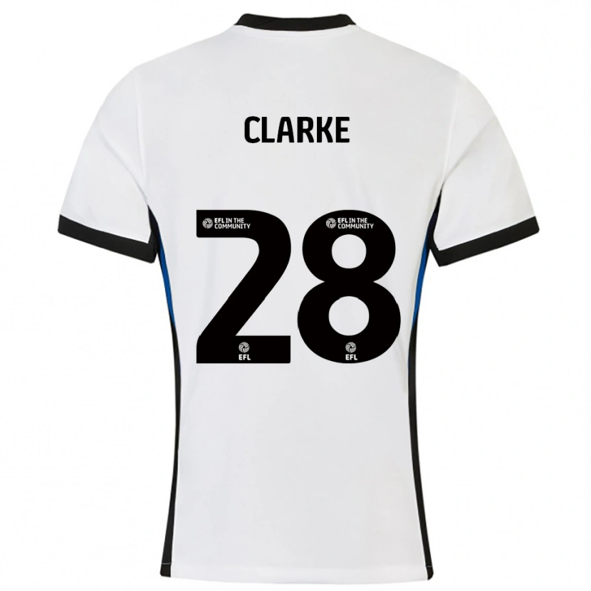 Danxen Børn Charlotte Clarke #28 Hvid Blå Udebane Spillertrøjer 2025/26 Trøje T-Shirt