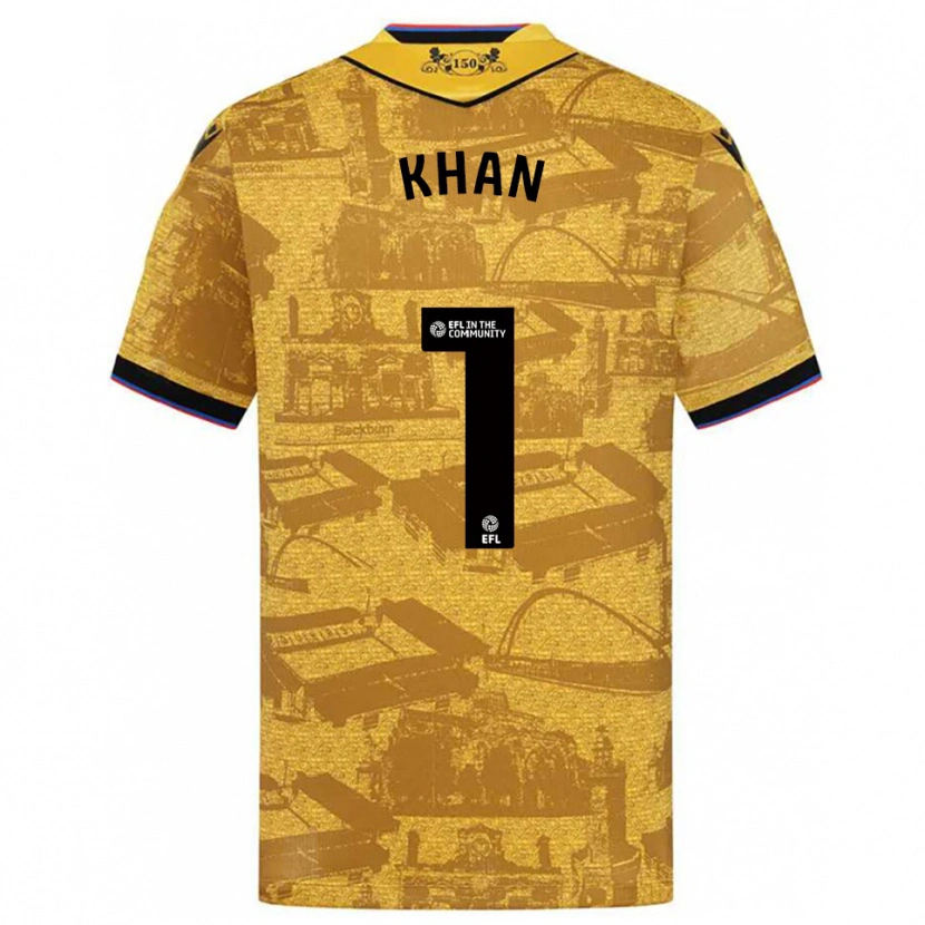 Danxen Børn Adam Khan #1 Guld Sort Udebane Spillertrøjer 2025/26 Trøje T-Shirt