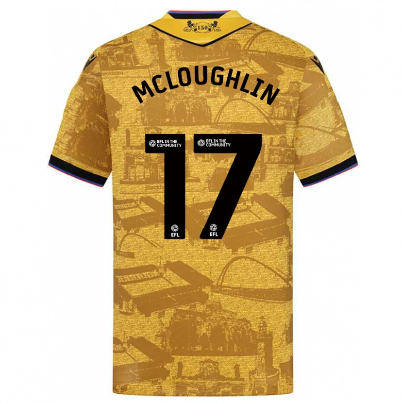 Danxen Børn Sean Mcloughlin #17 Guld Sort Udebane Spillertrøjer 2025/26 Trøje T-Shirt