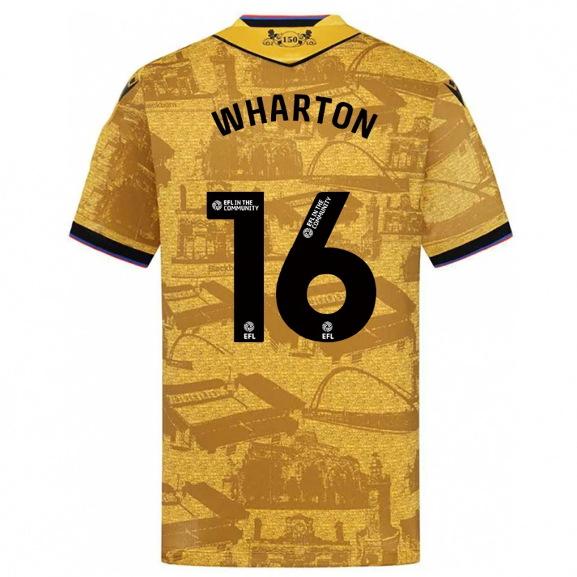 Danxen Børn Scott Wharton #16 Guld Sort Udebane Spillertrøjer 2025/26 Trøje T-Shirt