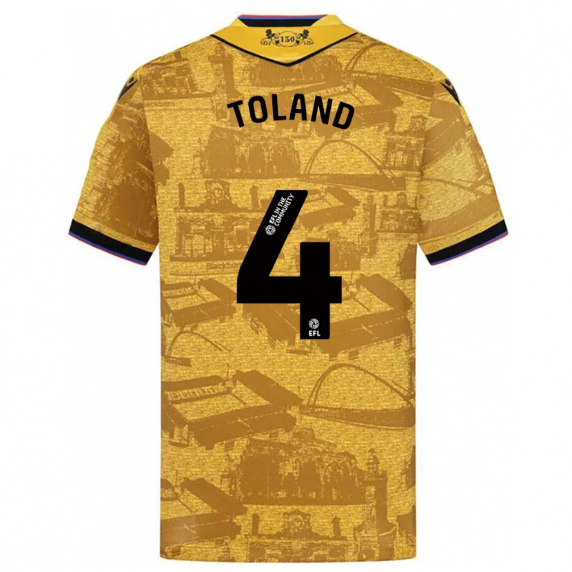 Danxen Børn Tyler Toland #4 Guld Sort Udebane Spillertrøjer 2025/26 Trøje T-Shirt