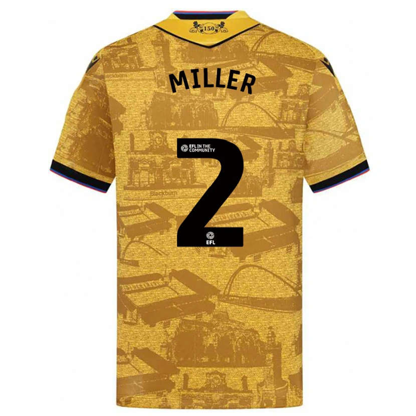 Danxen Børn Lewis Miller #2 Guld Sort Udebane Spillertrøjer 2025/26 Trøje T-Shirt