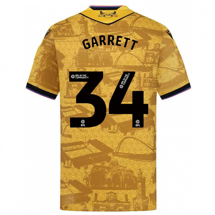 Danxen Børn Jake Garrett #34 Guld Sort Udebane Spillertrøjer 2025/26 Trøje T-Shirt