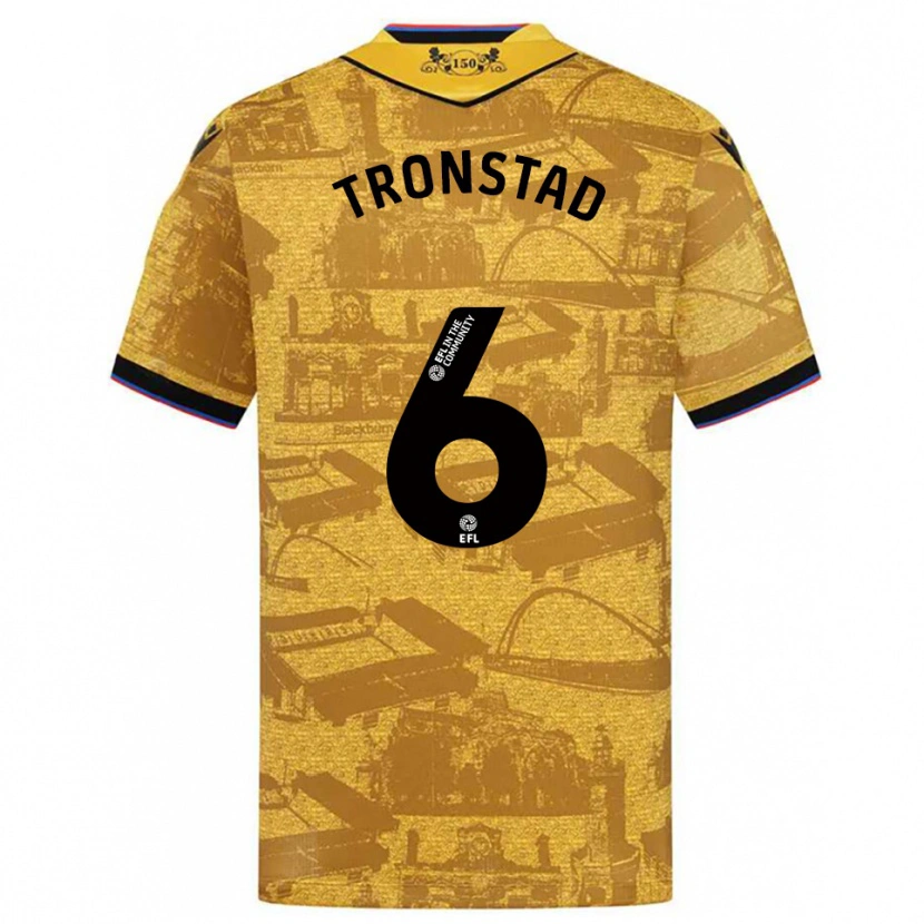 Danxen Børn Sondre Tronstad #6 Guld Sort Udebane Spillertrøjer 2025/26 Trøje T-Shirt