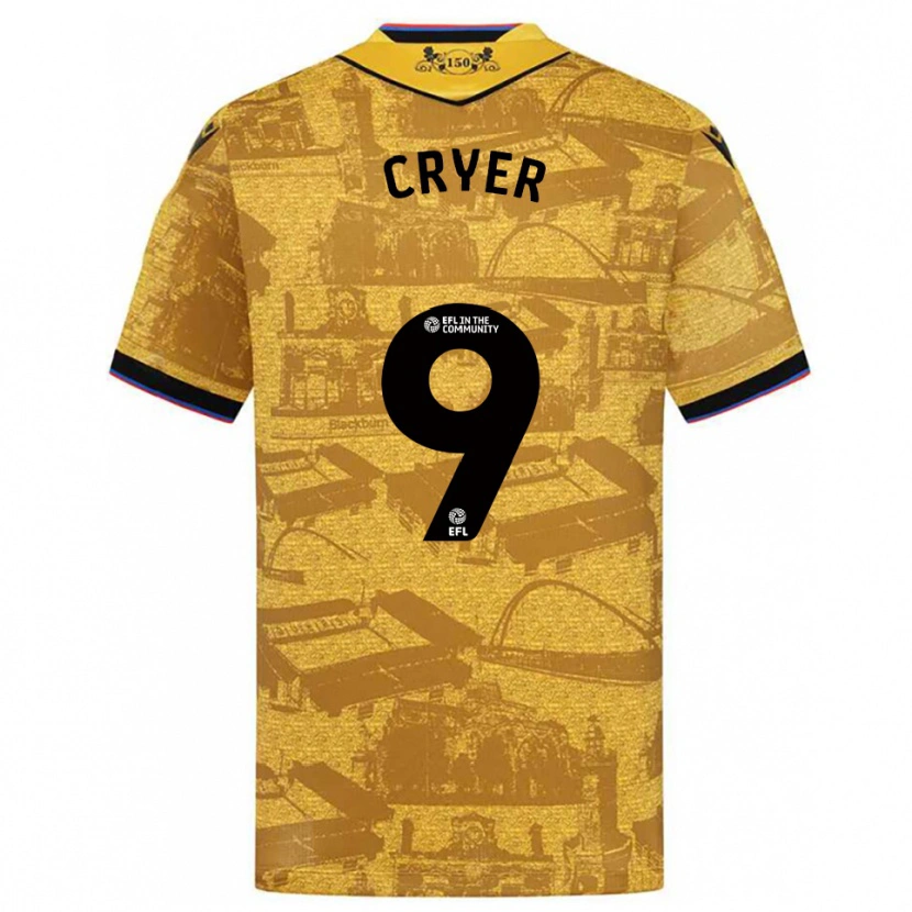 Danxen Børn Tom Cryer #9 Guld Sort Udebane Spillertrøjer 2025/26 Trøje T-Shirt