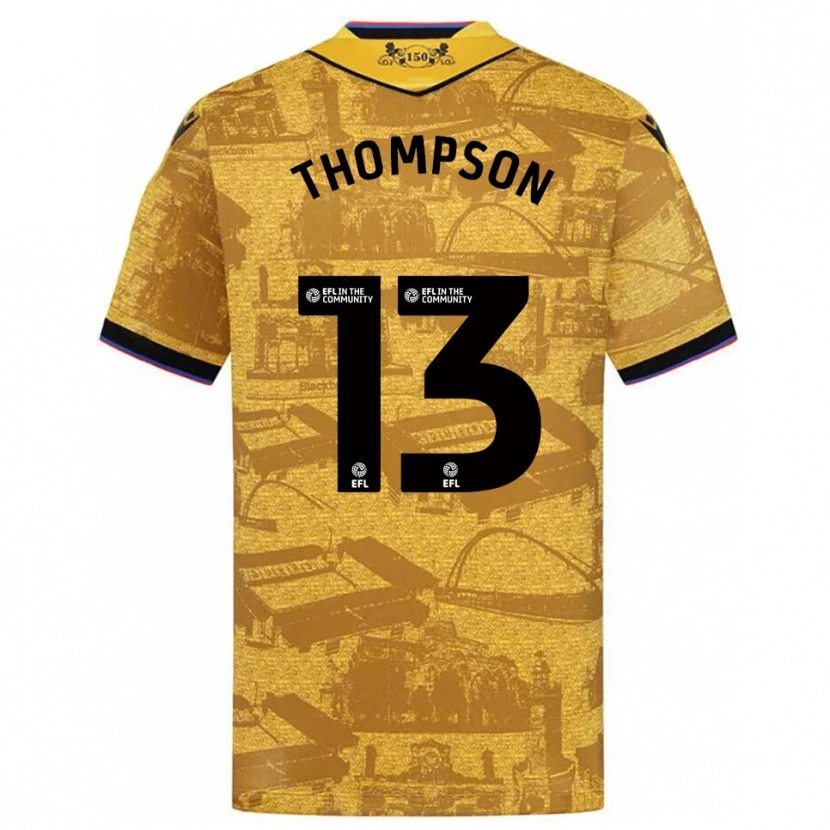 Danxen Børn Luke Thompson #13 Guld Sort Udebane Spillertrøjer 2025/26 Trøje T-Shirt