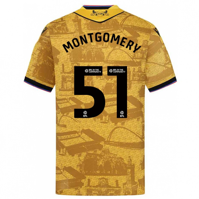 Danxen Børn Kristi Montgomery #51 Guld Sort Udebane Spillertrøjer 2025/26 Trøje T-Shirt
